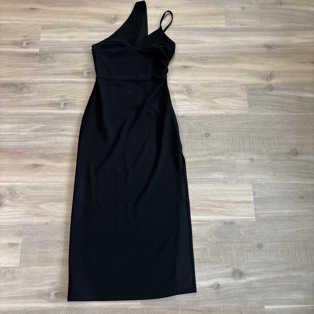 Abercrombie & Fitch Asymmetrical One-Shoulder Maxi Dress Women Small Black